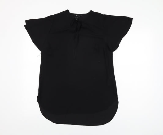 New Look Womens Black Polyester Basic Blouse Size 10 Round Neck