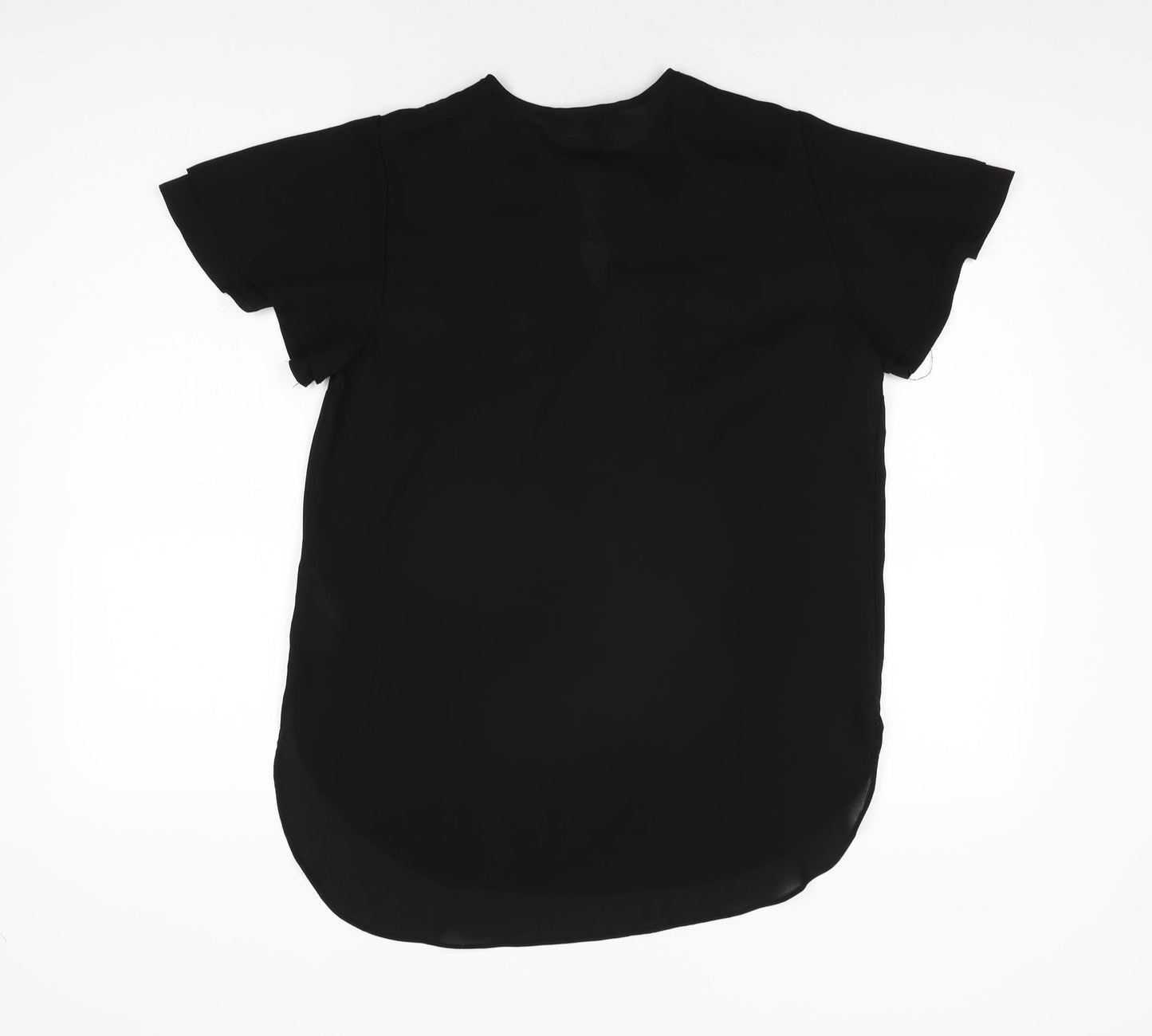 New Look Womens Black Polyester Basic Blouse Size 10 Round Neck