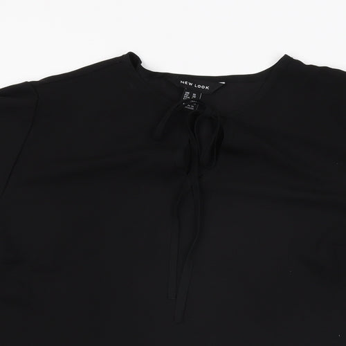 New Look Womens Black Polyester Basic Blouse Size 10 Round Neck