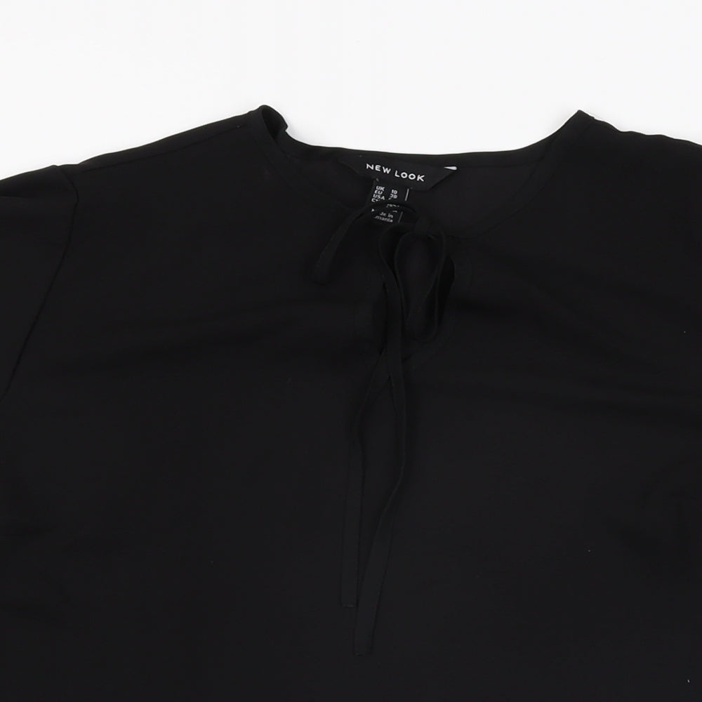 New Look Womens Black Polyester Basic Blouse Size 10 Round Neck