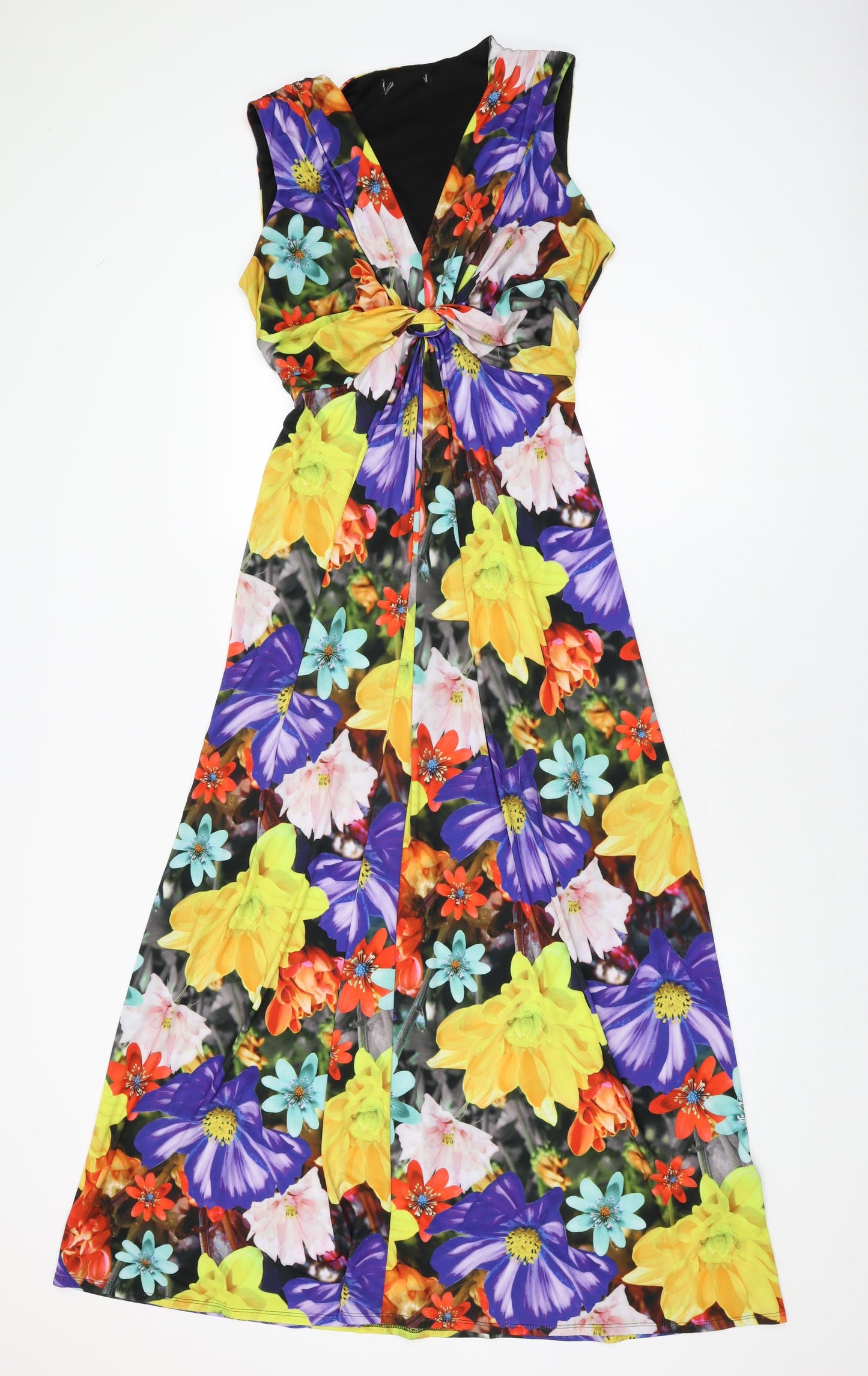 Debenhams Womens Multicoloured Floral Polyester Maxi Size 14 V-Neck Pullover