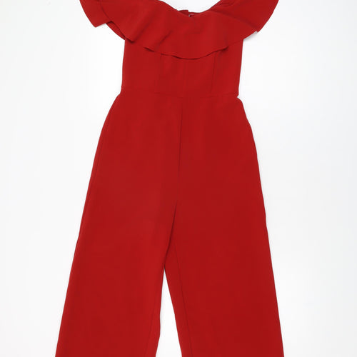 H&M Womens Red Polyester Jumpsuit One-Piece Size 8 L23 in Zip