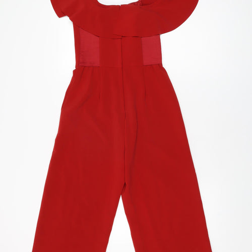 H&M Womens Red Polyester Jumpsuit One-Piece Size 8 L23 in Zip