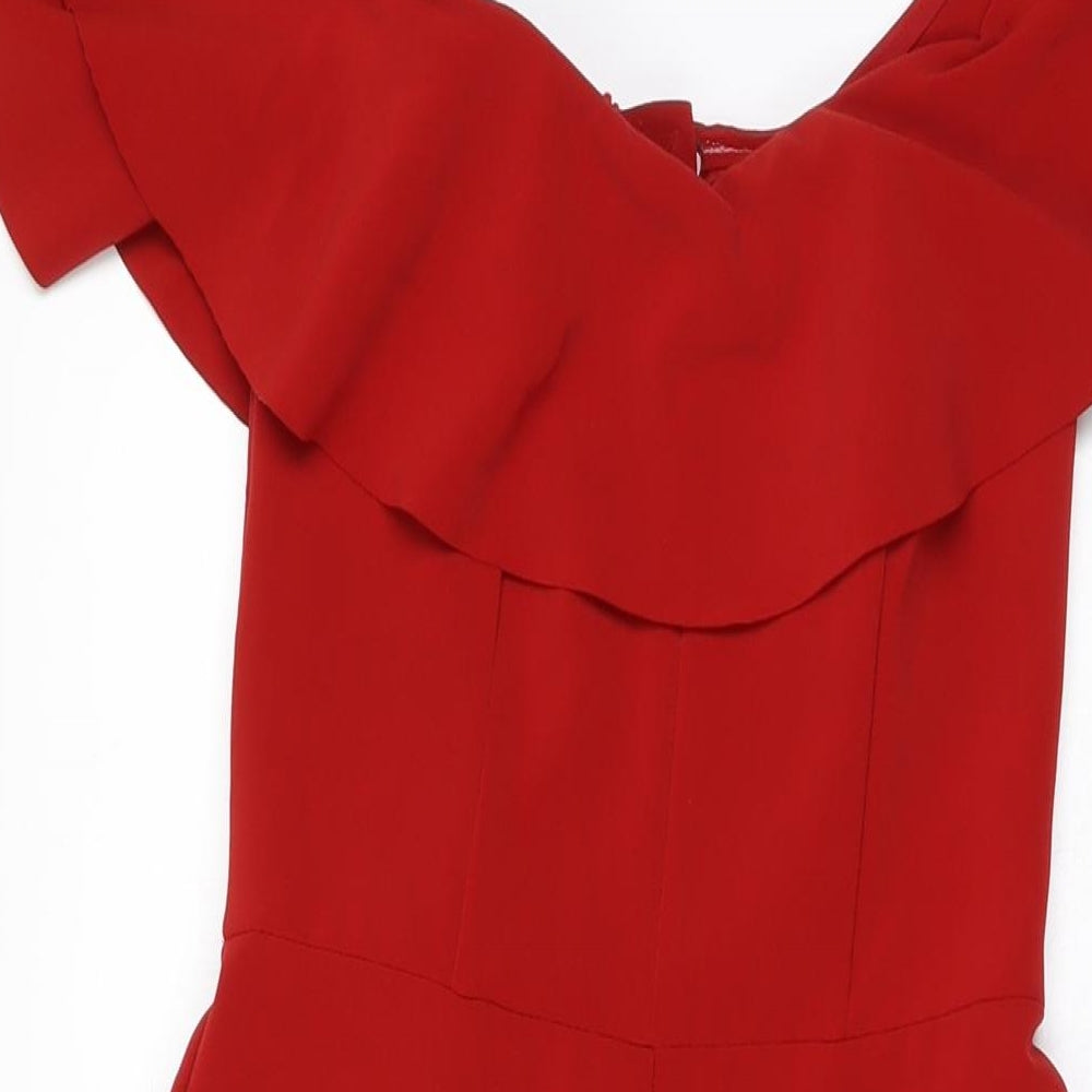 H&M Womens Red Polyester Jumpsuit One-Piece Size 8 L23 in Zip