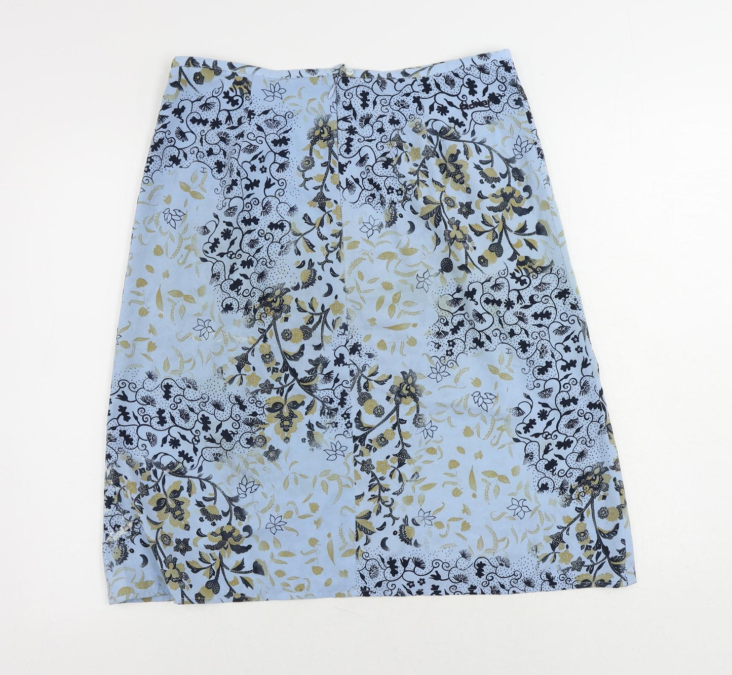 Rohan Womens Blue Floral Polyester A-Line Skirt Size 12 Zip