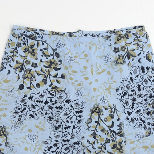 Rohan Womens Blue Floral Polyester A-Line Skirt Size 12 Zip