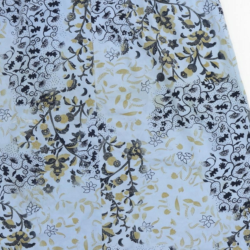 Rohan Womens Blue Floral Polyester A-Line Skirt Size 12 Zip