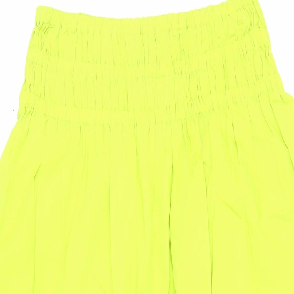 Marks and Spencer Womens Green Cotton A-Line Skirt Size 10 - Elasticated Waist