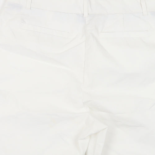 Marks and Spencer Womens White Cotton Chino Shorts Size 12 L11 in Regular Zip