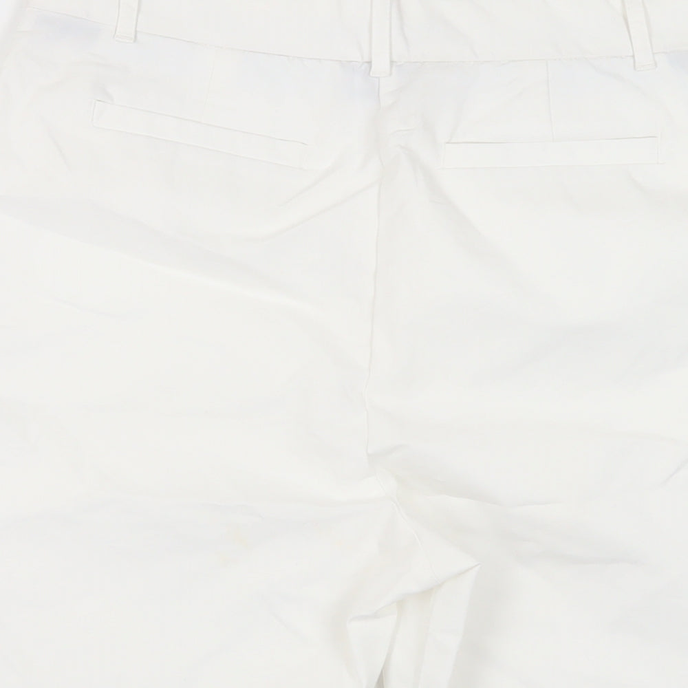 Marks and Spencer Womens White Cotton Chino Shorts Size 12 L11 in Regular Zip