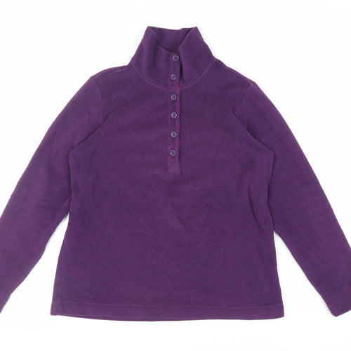 Lands' End Womens Purple Polyester Pullover Sweatshirt Size M Button