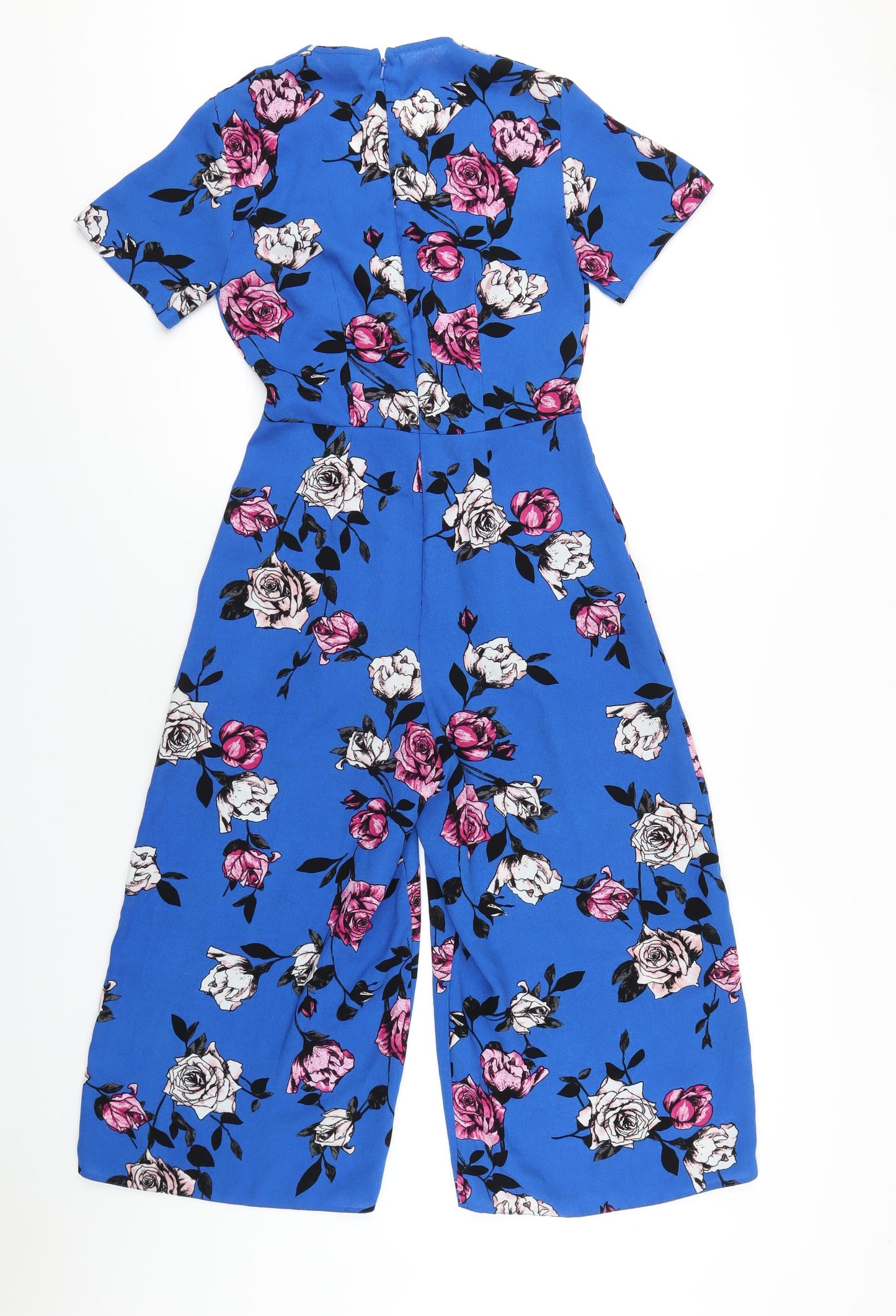 Miss Selfridge Womens Blue Floral Polyester Jumpsuit One-Piece Size 6 L20 in Zip