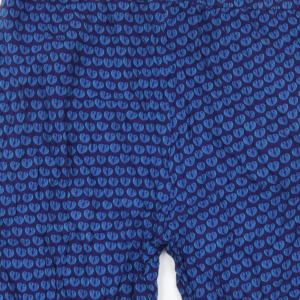 H&M Womens Blue Geometric Viscose Trousers Size 14 L20 in Regular