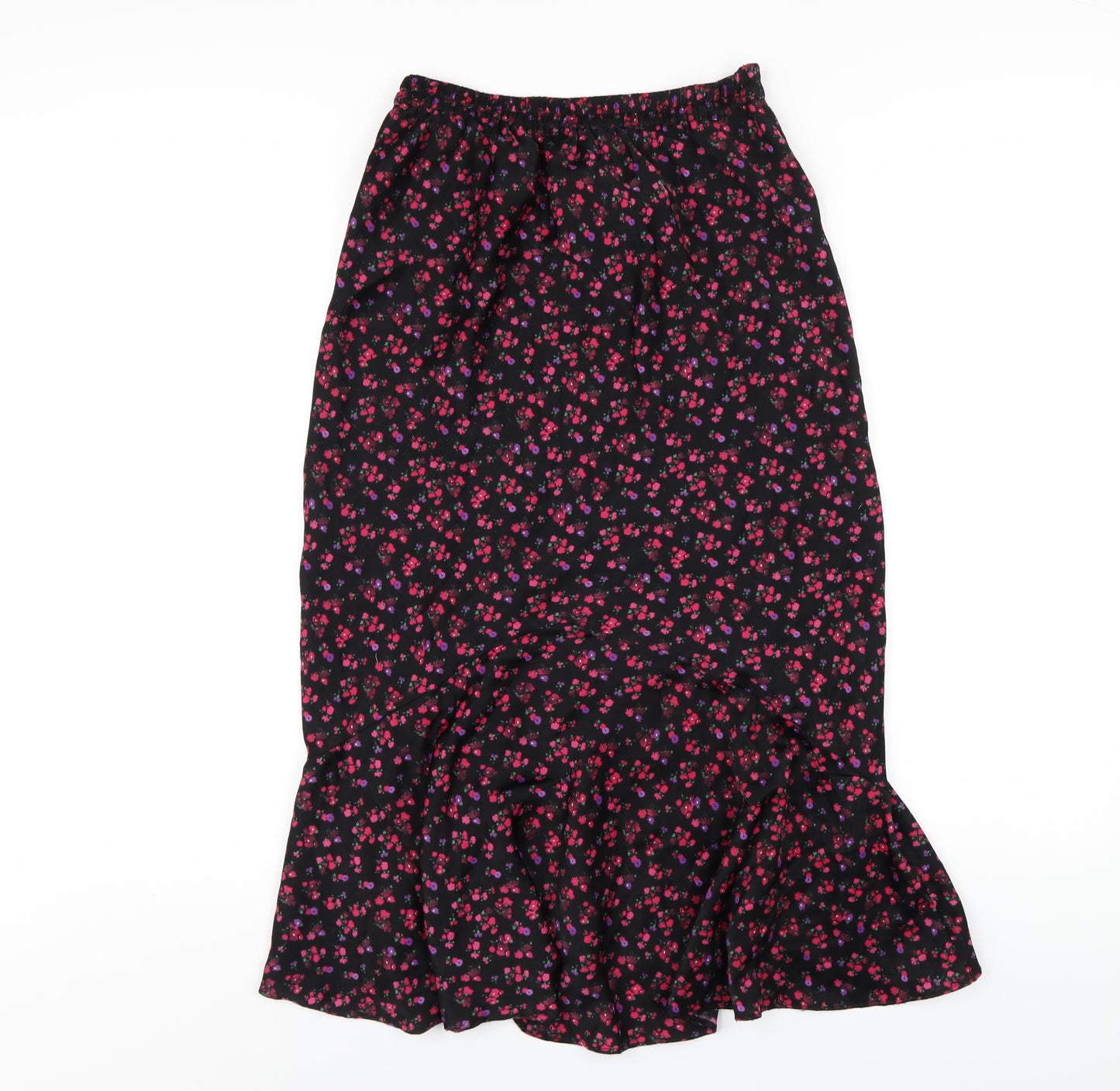 Topshop Womens Black Floral Polyester Trumpet Skirt Size 8