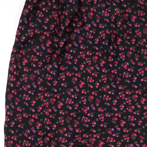 Topshop Womens Black Floral Polyester Trumpet Skirt Size 8