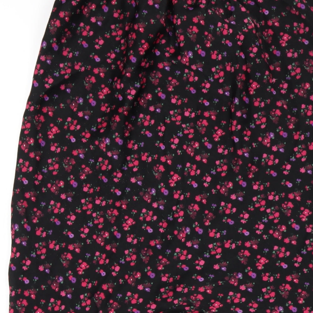 Topshop Womens Black Floral Polyester Trumpet Skirt Size 8