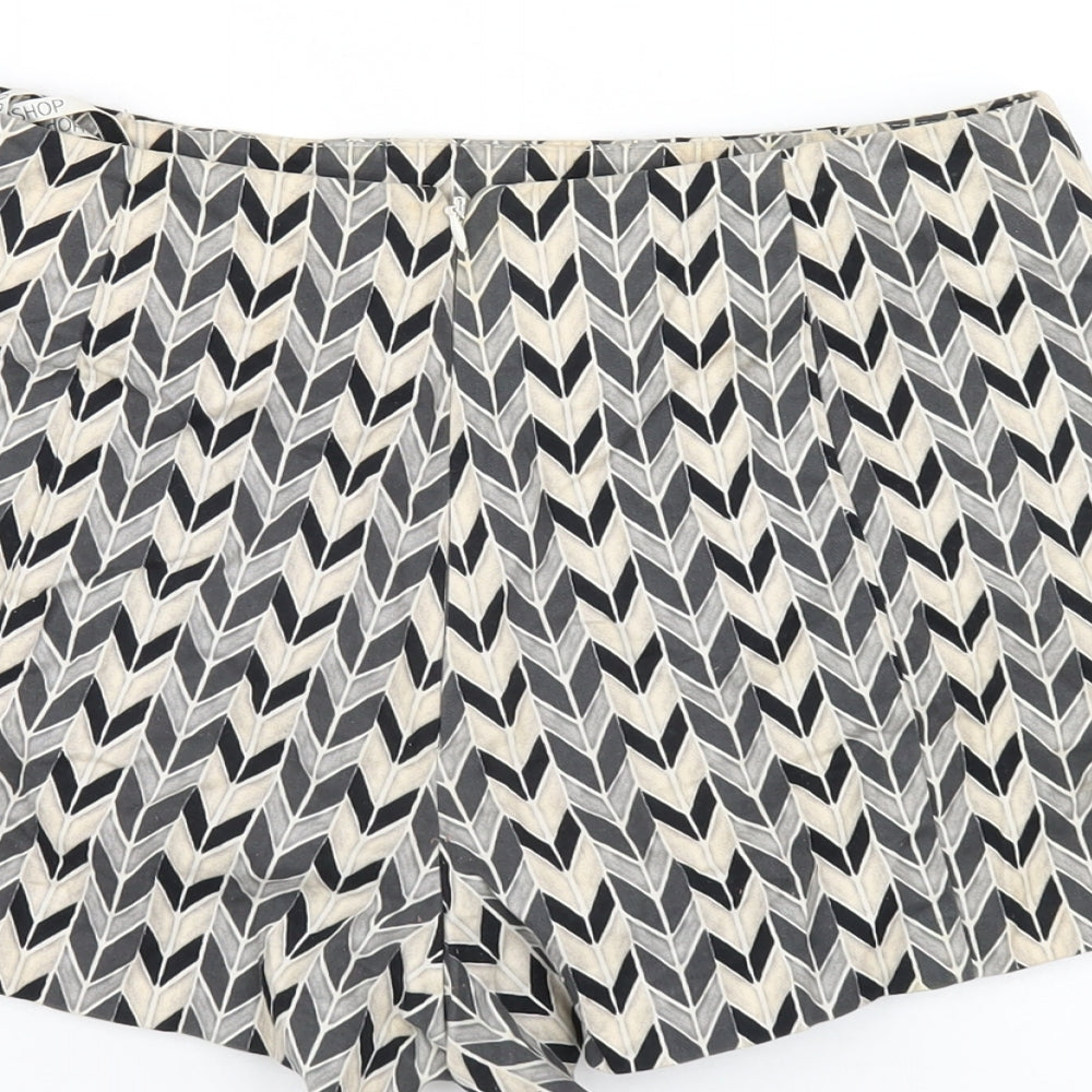 Topshop Womens Multicoloured Geometric Cotton Skort Skirt Size 10 Zip