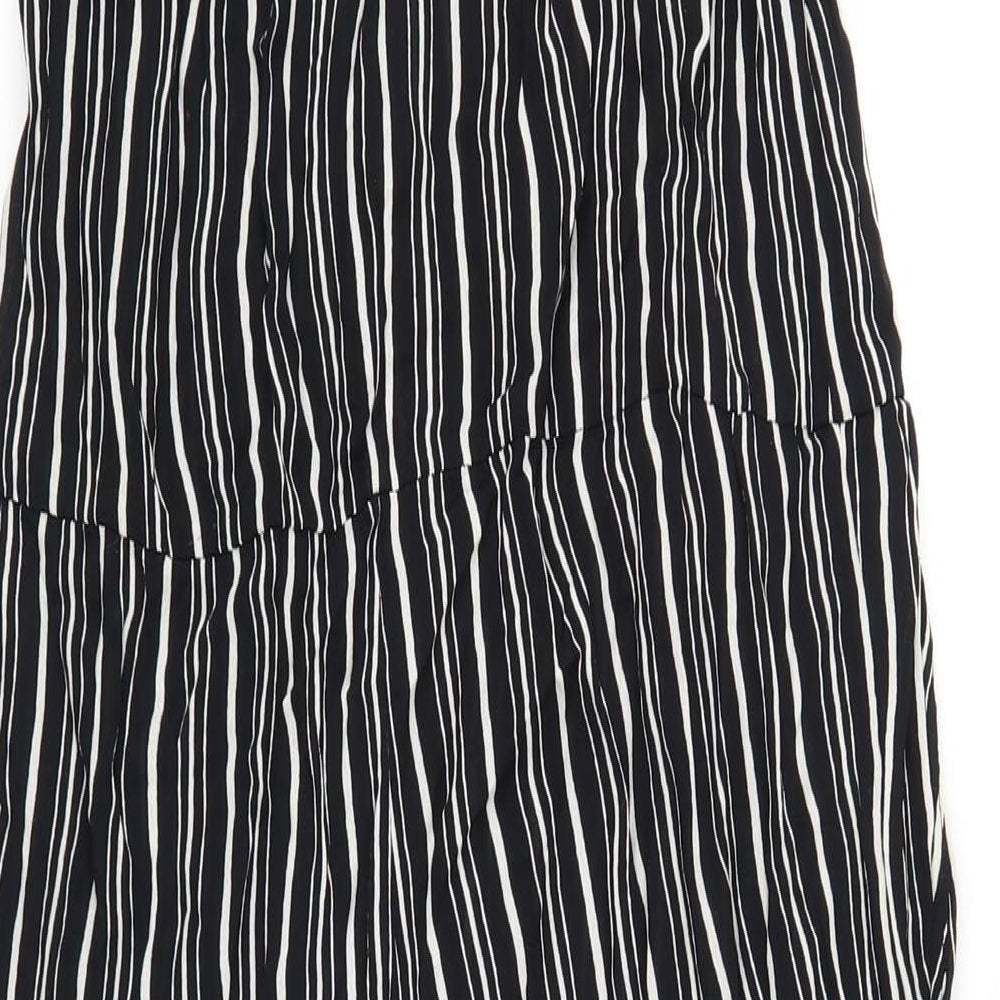 Miss Selfridge Womens Black Striped Viscose Jumpsuit One-Piece Size 8 L20 in Pullover