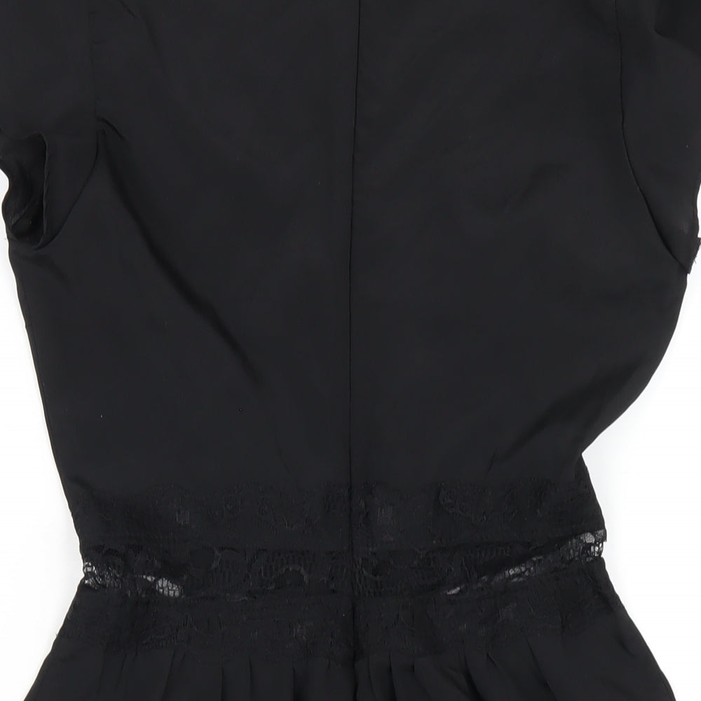 Miss Selfridge Womens Black Polyester Playsuit One-Piece Size 8 Zip