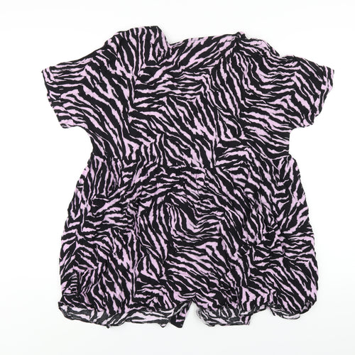 New Look Womens Purple Animal Print Viscose A-Line Size 14 V-Neck Button - Zebra Print