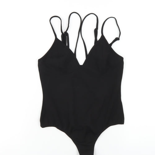 Missguided Womens Black Polyester Bodysuit One-Piece Size 8 Snap