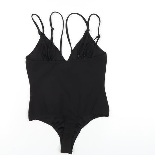 Missguided Womens Black Polyester Bodysuit One-Piece Size 8 Snap