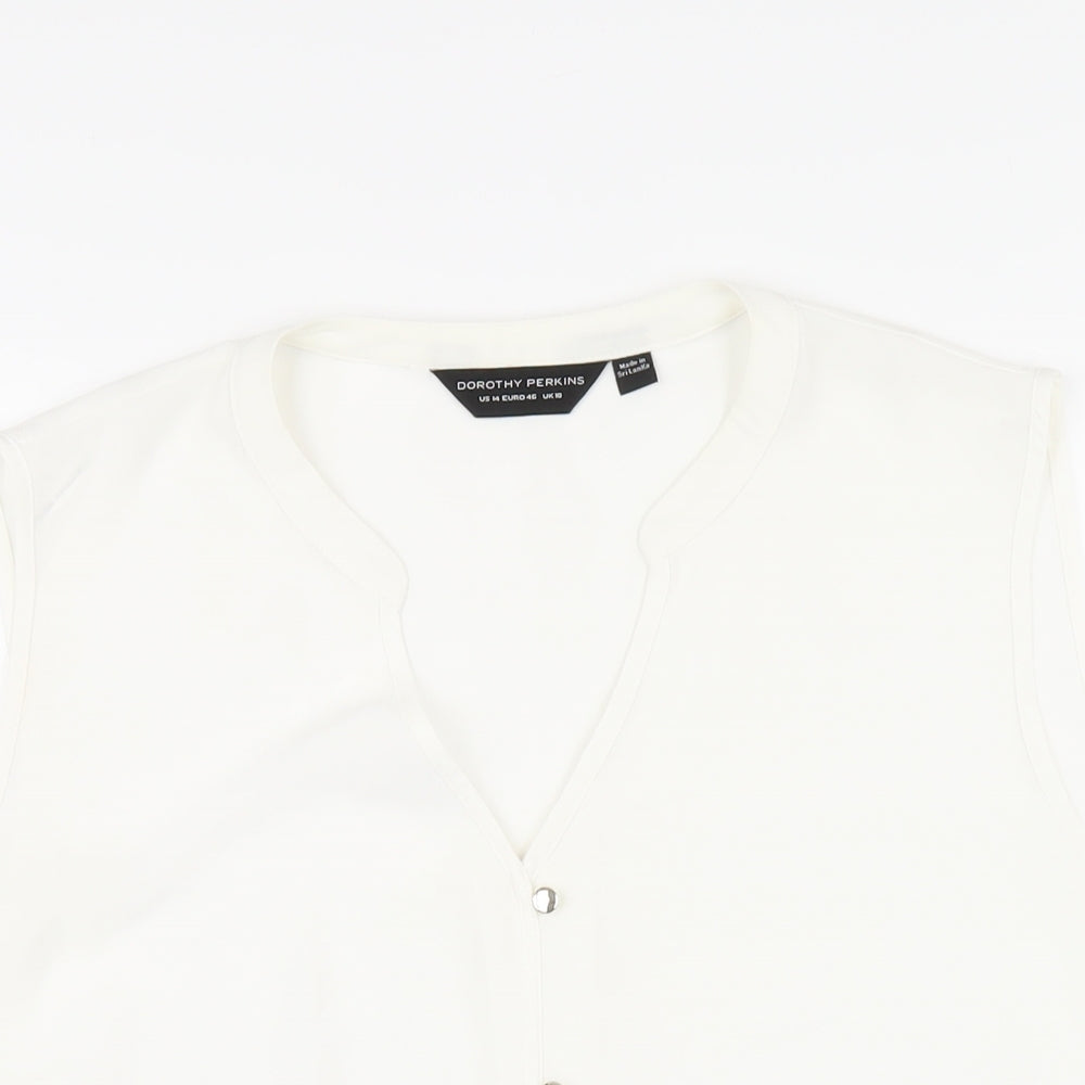 Dorothy Perkins Womens White Polyester Basic Blouse Size 18 V-Neck