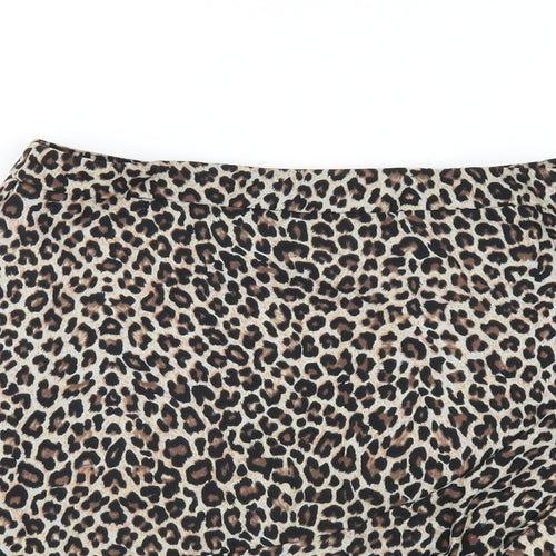 Oasis Womens Brown Animal Print Polyester A-Line Skirt Size 8 Zip