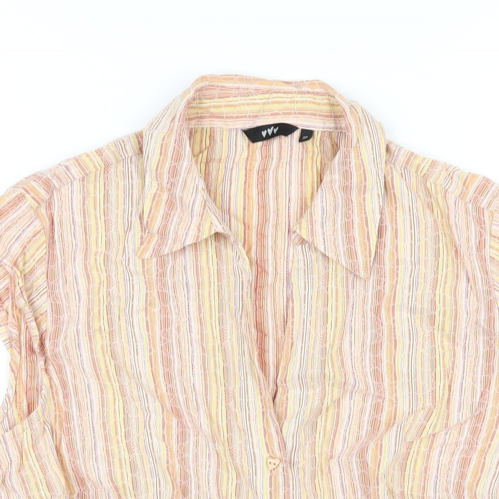 Per Una Womens Orange Striped Cotton Basic Button-Up Size 18 Collared