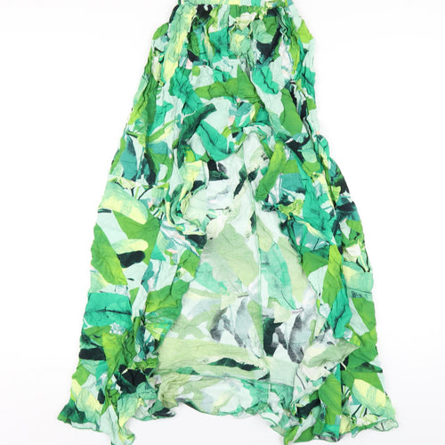 ASOS Womens Green Geometric Viscose A-Line Skirt Size 4