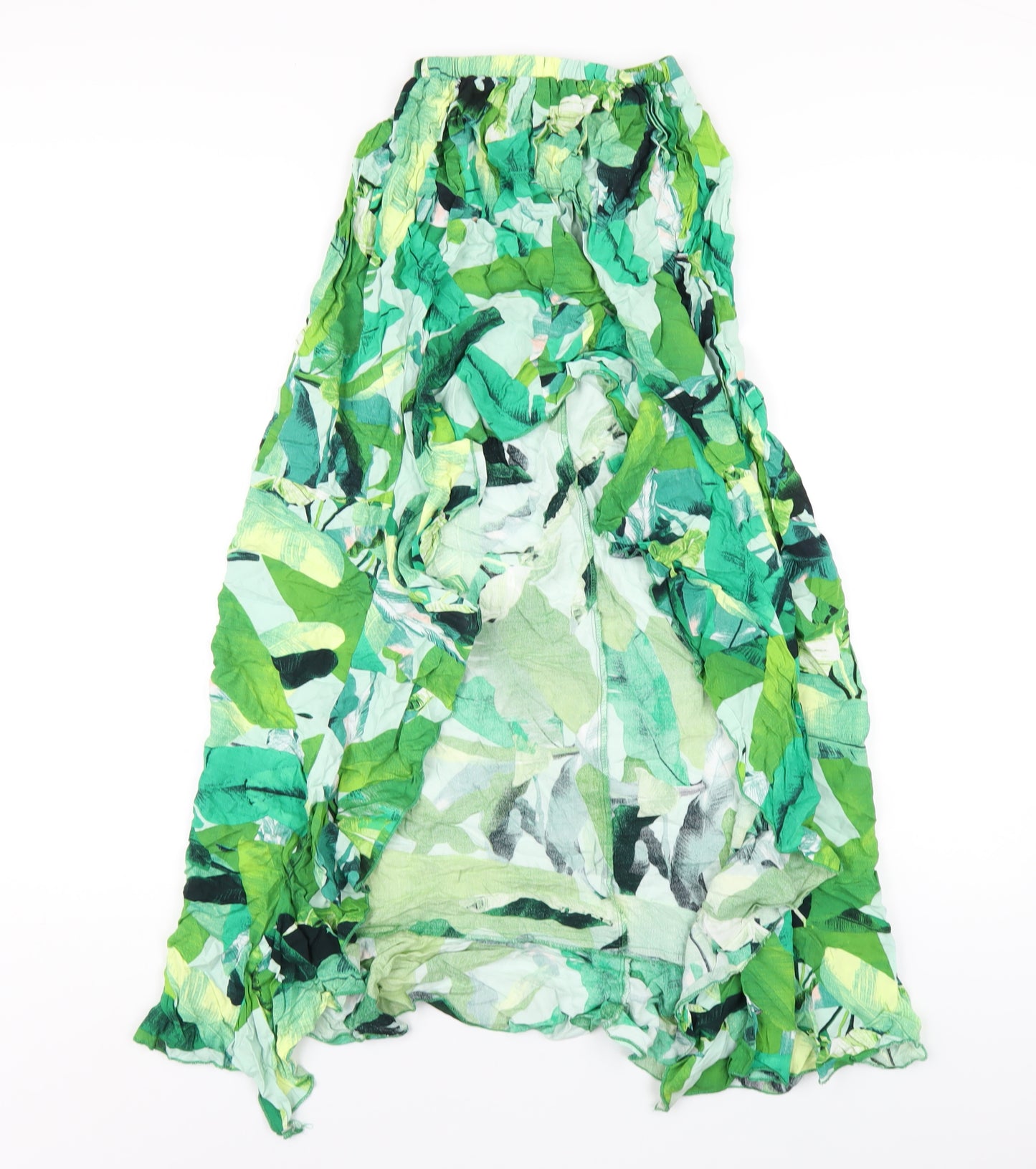 ASOS Womens Green Geometric Viscose A-Line Skirt Size 4