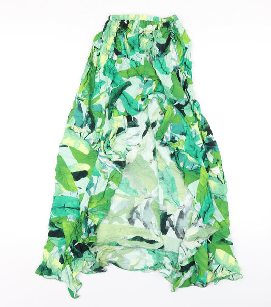 ASOS Womens Green Geometric Viscose A-Line Skirt Size 4