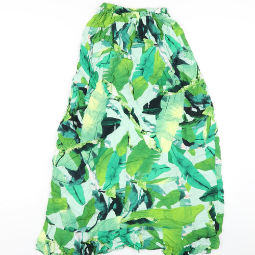 ASOS Womens Green Geometric Viscose A-Line Skirt Size 4