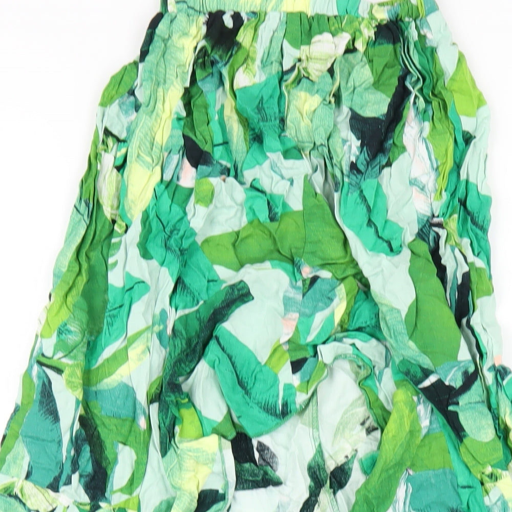 ASOS Womens Green Geometric Viscose A-Line Skirt Size 4