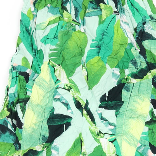 ASOS Womens Green Geometric Viscose A-Line Skirt Size 4