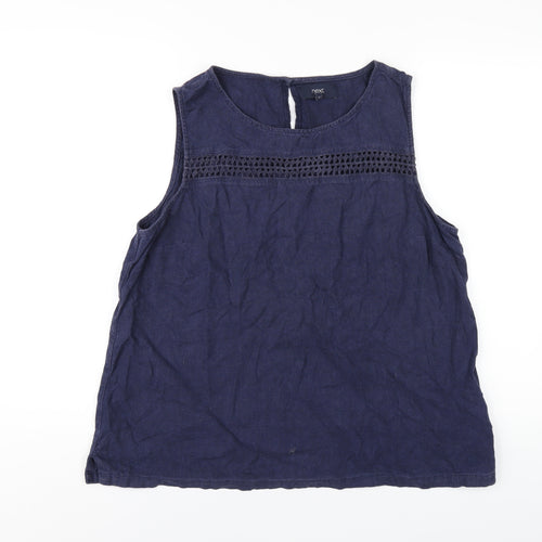 NEXT Womens Blue Linen Basic Tank Size 18 Round Neck