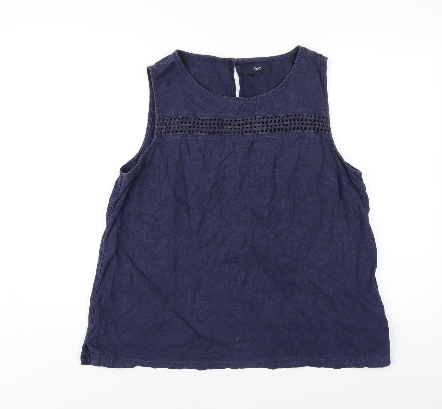 NEXT Womens Blue Linen Basic Tank Size 18 Round Neck