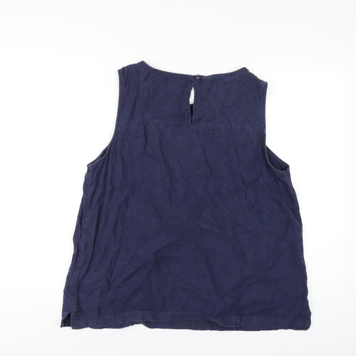 NEXT Womens Blue Linen Basic Tank Size 18 Round Neck