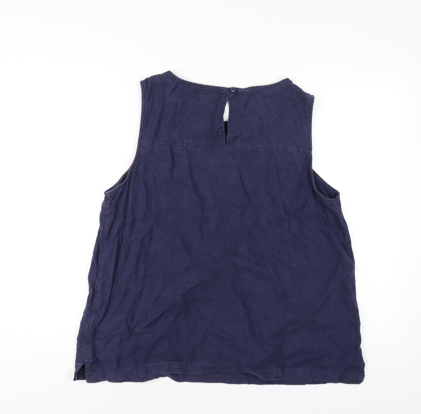 NEXT Womens Blue Linen Basic Tank Size 18 Round Neck