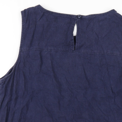 NEXT Womens Blue Linen Basic Tank Size 18 Round Neck