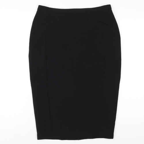 Marks and Spencer Womens Black Polyester Straight & Pencil Skirt Size 12 Zip