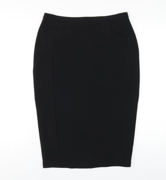 Marks and Spencer Womens Black Polyester Straight & Pencil Skirt Size 12 Zip