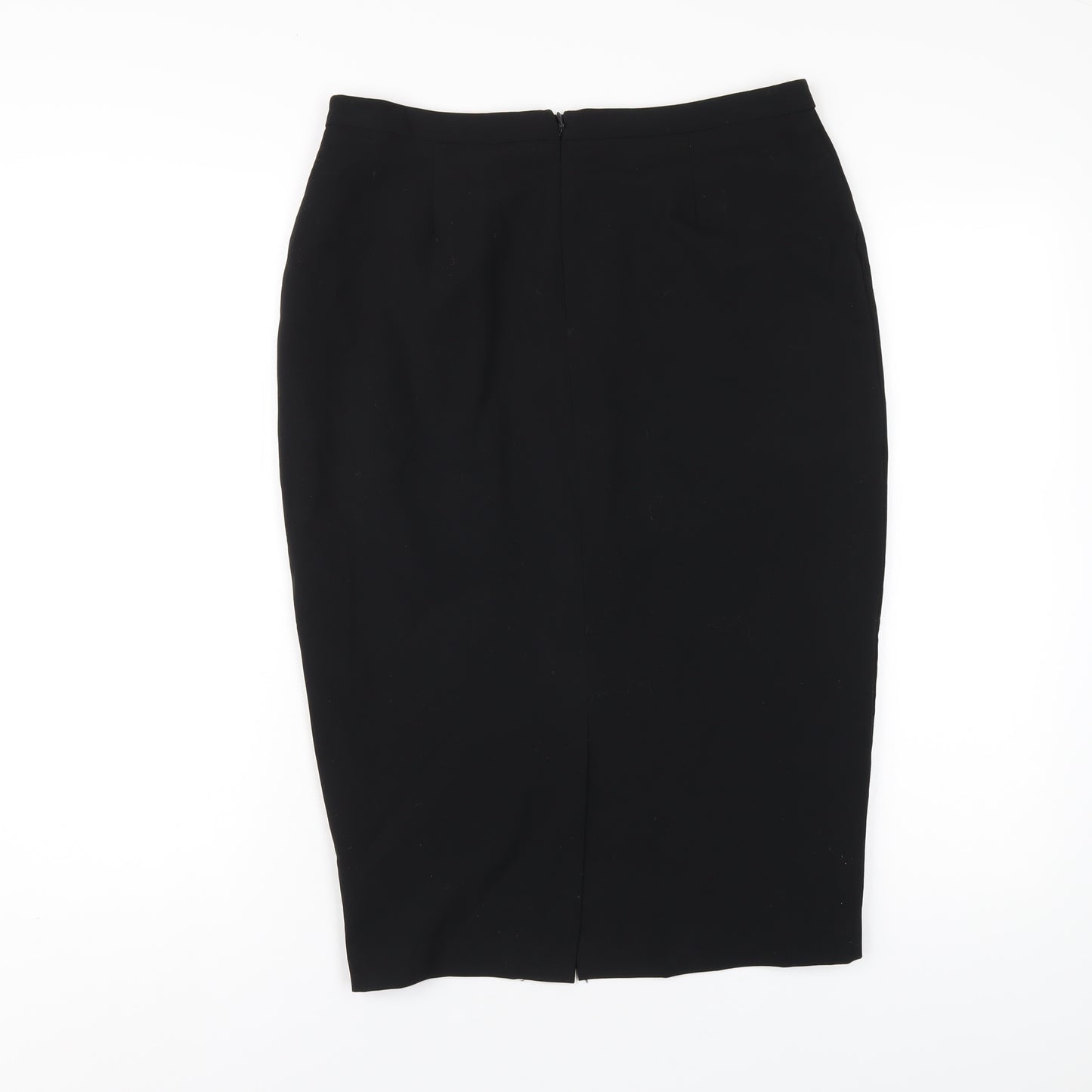 Marks and Spencer Womens Black Polyester Straight & Pencil Skirt Size 12 Zip