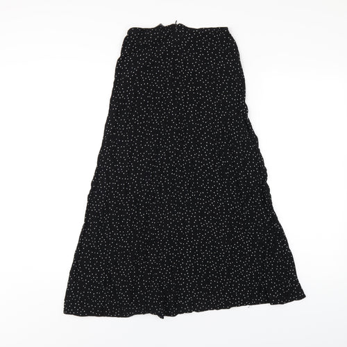 New Look Womens Black Polka Dot Viscose A-Line Skirt Size 4 Zip