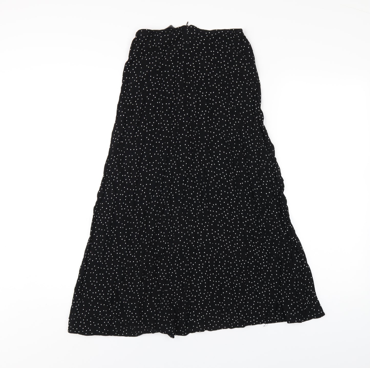 New Look Womens Black Polka Dot Viscose A-Line Skirt Size 4 Zip