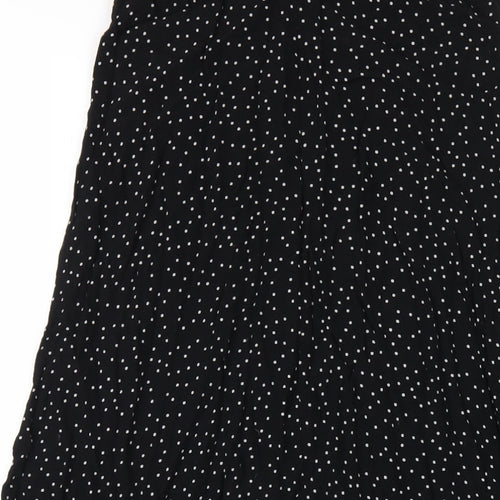 New Look Womens Black Polka Dot Viscose A-Line Skirt Size 4 Zip