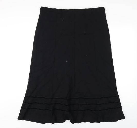 Marks and Spencer Womens Black Polyester A-Line Skirt Size 16