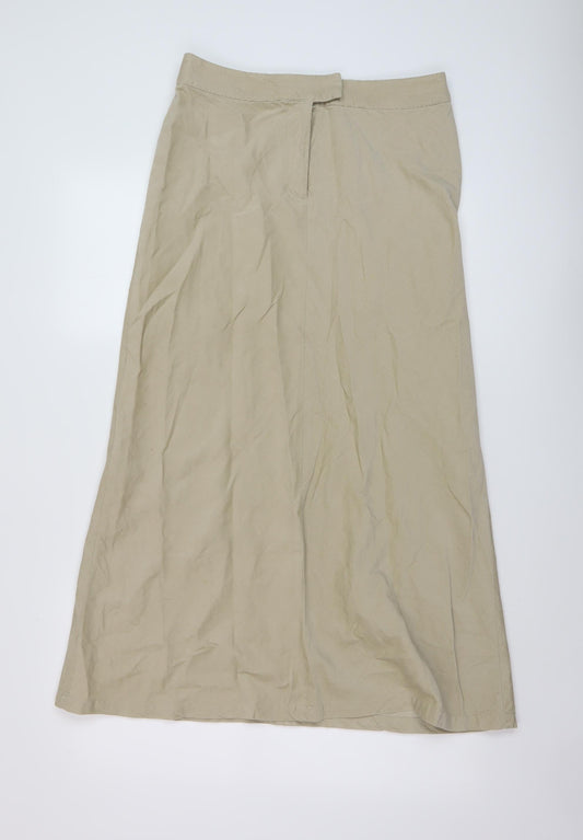 H&M Womens Beige Cotton A-Line Skirt Size 10 Zip