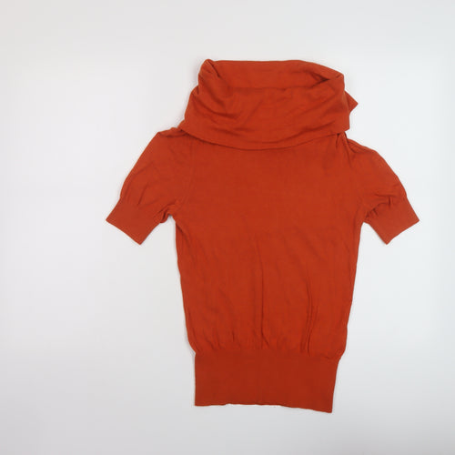 H&M Womens Orange Roll Neck Cotton Pullover Jumper Size 12