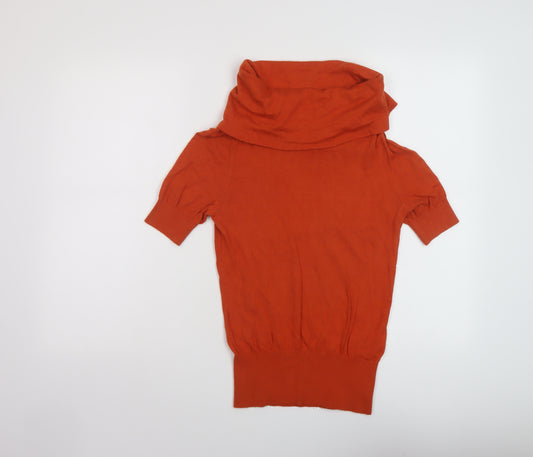 H&M Womens Orange Roll Neck Cotton Pullover Jumper Size 12